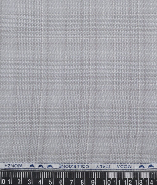Monza  Luxury Cotton Checks Shirting Fabric (Grey)