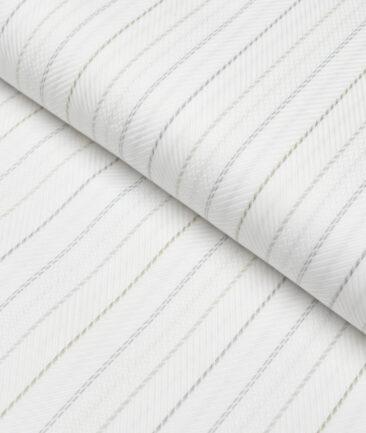 Monza  Luxury Cotton Striped Shirting Fabric (White)