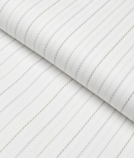 Monza  Luxury Cotton Striped Shirting Fabric (White)