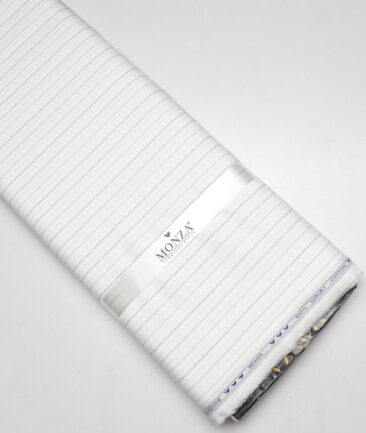 Monza  Luxury Cotton Striped Shirting Fabric (White)