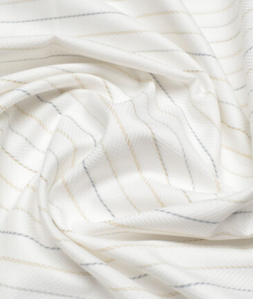 Monza  Luxury Cotton Striped Shirting Fabric (White)
