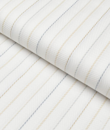 Monza  Luxury Cotton Striped Shirting Fabric (White)