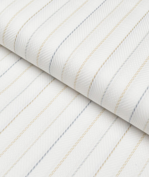 Monza  Luxury Cotton Striped Shirting Fabric (White)