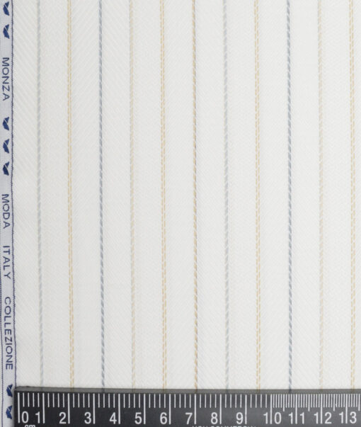 Monza  Luxury Cotton Striped Shirting Fabric (White)