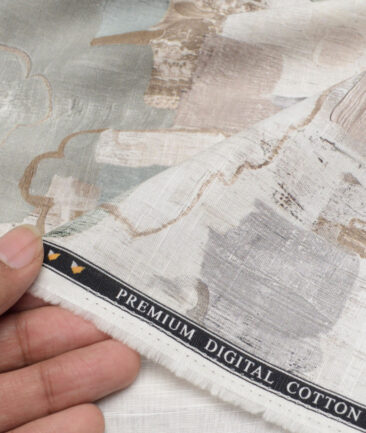Monza  Premium Cotton Printed Shirting Fabric (Cream)