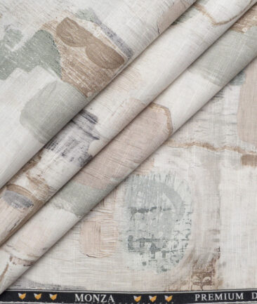 Monza  Premium Cotton Printed Shirting Fabric (Cream)