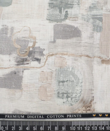 Monza  Premium Cotton Printed Shirting Fabric (Cream)