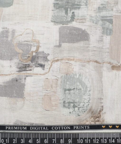 Monza  Premium Cotton Printed Shirting Fabric (Cream)