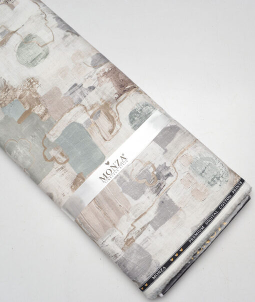 Monza  Premium Cotton Printed Shirting Fabric (Cream)