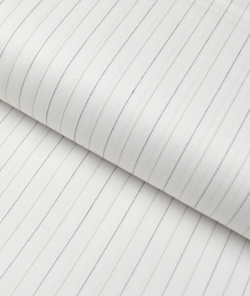 Siyaram's  Superfine Cotton Striped Shirting Fabric (White & Black)