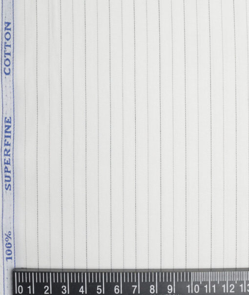 Siyaram's  Superfine Cotton Striped Shirting Fabric (White & Black)