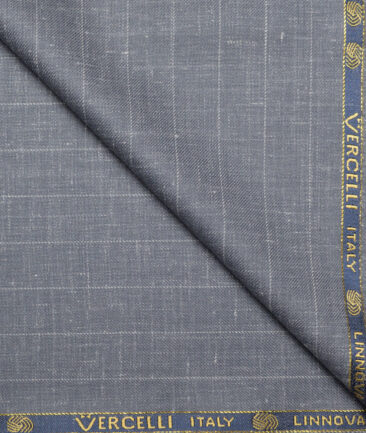 Vercelli Italy Super 140's Striped 80% Merino Wool Suiting Fabric (Grey)