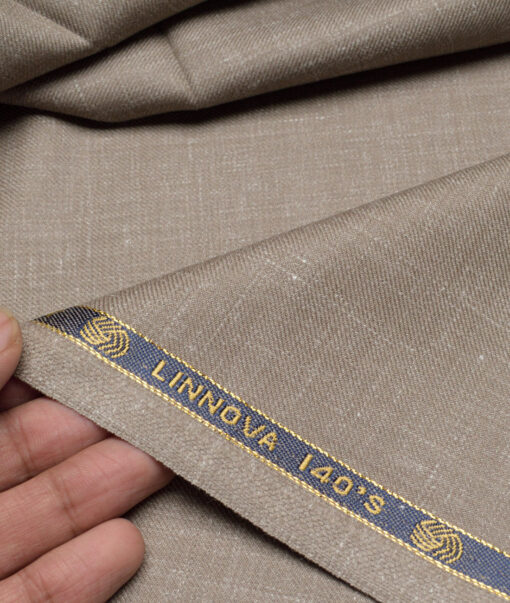 Vercelli Italy Super 140's Self Design 80% Merino Wool Suiting Fabric (Brown)