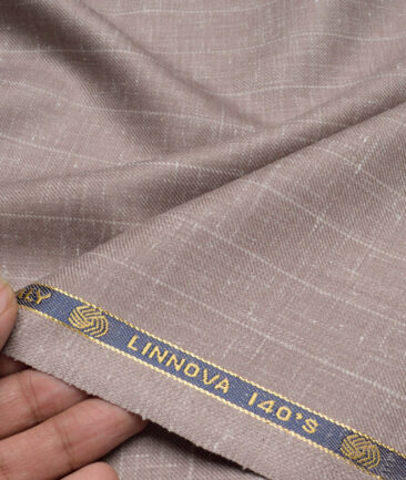 Vercelli Italy Super 140's Striped 80% Merino Wool Suiting Fabric (Mushroom Brown)