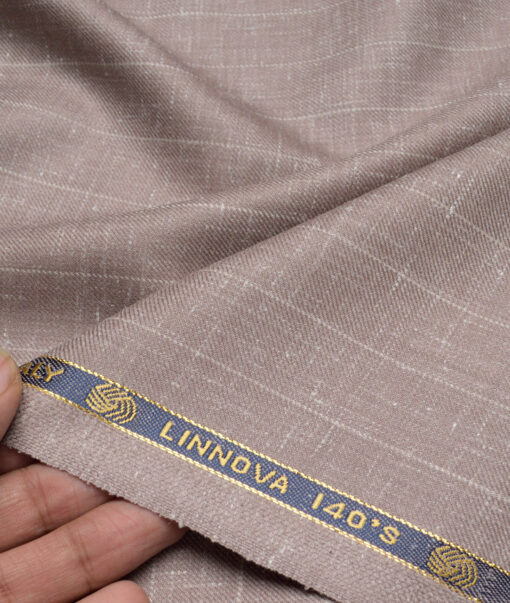 Vercelli Italy Super 140's Striped 80% Merino Wool Suiting Fabric (Mushroom Brown)