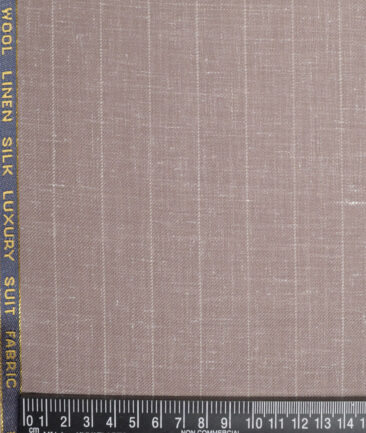 Vercelli Italy Super 140's Striped 80% Merino Wool Suiting Fabric (Mushroom Brown)