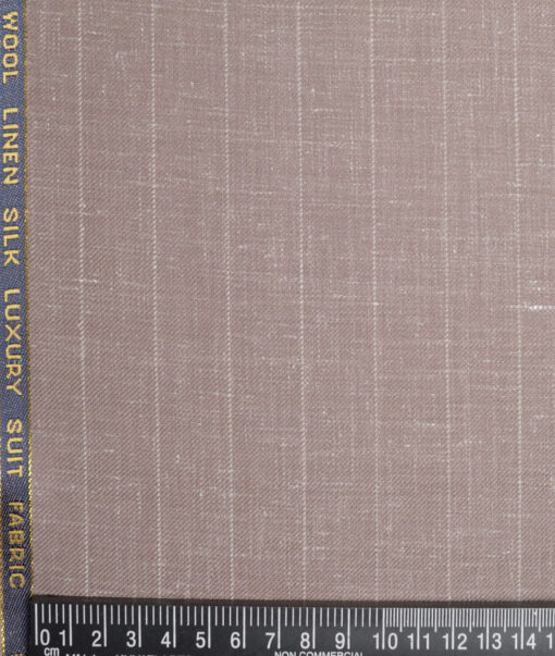 Vercelli Italy Super 140's Striped 80% Merino Wool Suiting Fabric (Mushroom Brown)