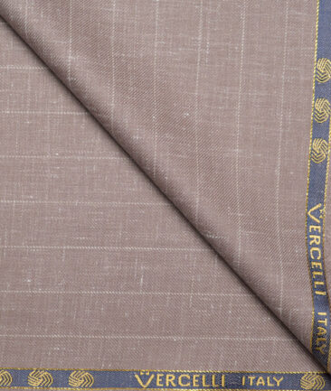 Vercelli Italy Super 140's Striped 80% Merino Wool Suiting Fabric (Mushroom Brown)