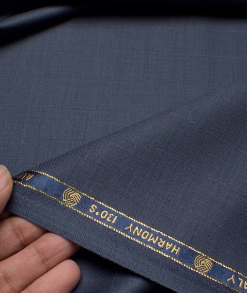 Vercelli Italy Super 130's Striped 70% Merino Wool Suiting Fabric (River Bed Blue)