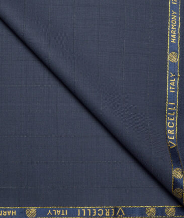 Vercelli Italy Super 130's Striped 70% Merino Wool Suiting Fabric (River Bed Blue)