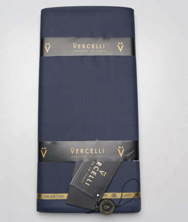 Vercelli Italy Super 130's Striped 70% Merino Wool Suiting Fabric (River Bed Blue)
