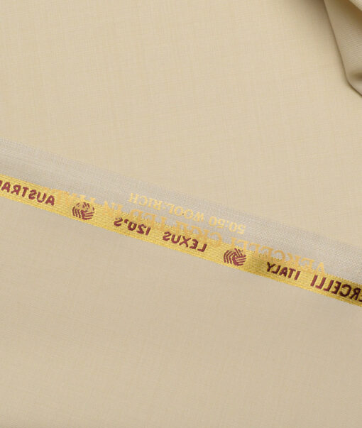 Vercelli Italy Super 120's Solids 50% Merino Wool Suiting Fabric (Beige)