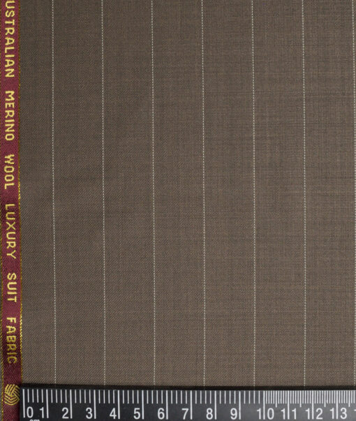Vercelli Italy Super 120's Striped 50% Merino Wool Suiting Fabric (Brown)