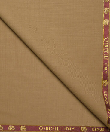 Vercelli Italy Super 120's Solids 50% Merino Wool Suiting Fabric (Camel Brown)