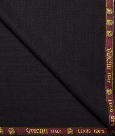 Vercelli Italy Super 120's Striped 50% Merino Wool Suiting Fabric (Dark Wine)