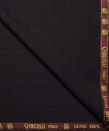 Vercelli Italy Super 120's Striped 50% Merino Wool Suiting Fabric (Dark Wine)