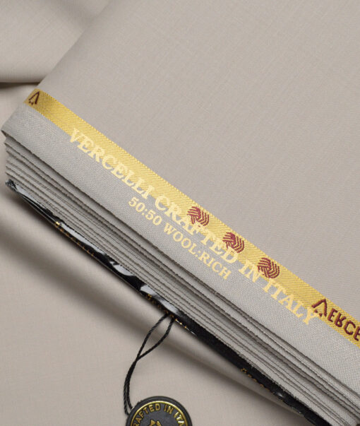 Vercelli Italy Super 120's Solids 50% Merino Wool Suiting Fabric (Greyish Beige)