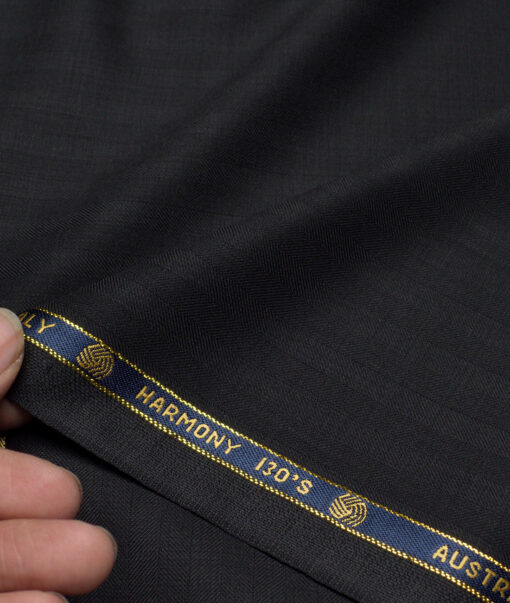 Vercelli Italy Super 130's Striped 70% Merino Wool Suiting Fabric (Black)