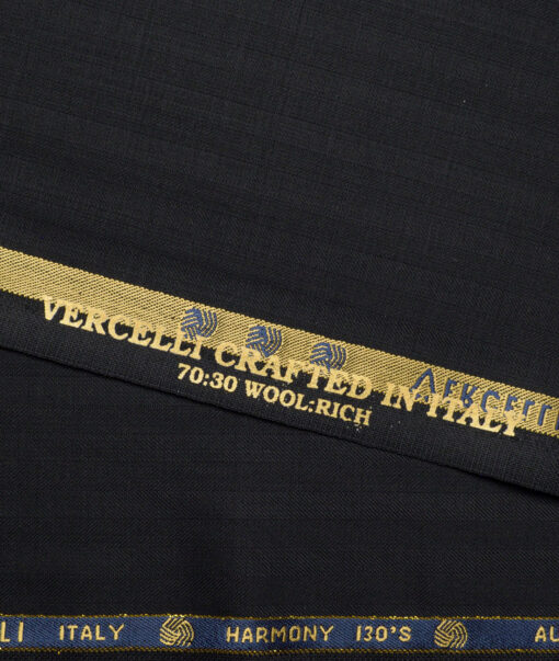Vercelli Italy Super 130's Striped 70% Merino Wool Suiting Fabric (Black)