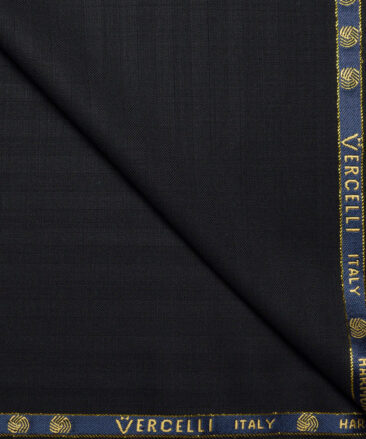 Vercelli Italy Super 130's Striped 70% Merino Wool Suiting Fabric (Black)