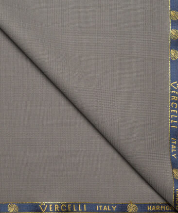 Vercelli Italy Super 130's Checks 70% Merino Wool Suiting Fabric (Brownish Grey)