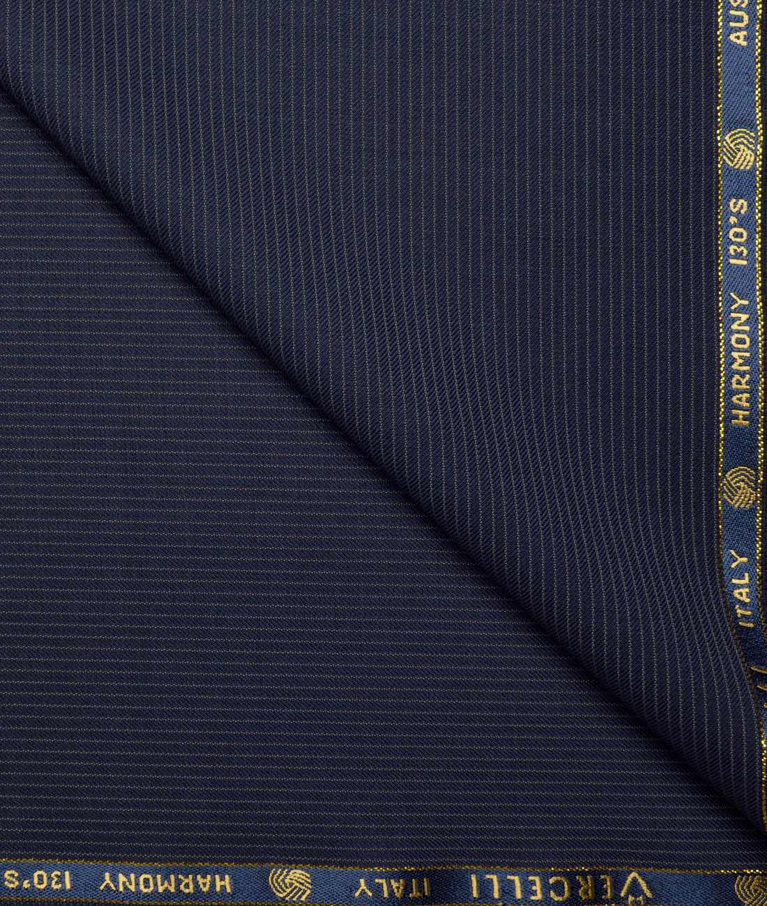 Vercelli Italy Super 130's Striped 70% Merino Wool Suiting Fabric (Dark Blue) Vercelli Italy Super 130's Striped 70% Merino Wool Suiting Fabric (Dark Blue)