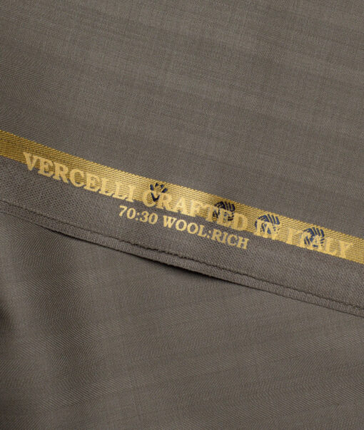 Vercelli Italy Super 130's Striped 70% Merino Wool Suiting Fabric (Greenish Brown)