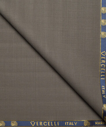 Vercelli Italy Super 130's Striped 70% Merino Wool Suiting Fabric (Greenish Brown)