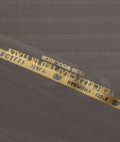 Vercelli Italy Super 130's Striped 70% Merino Wool Suiting Fabric (Soyabean Brown)