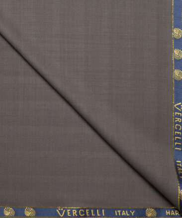 Vercelli Italy Super 130's Striped 70% Merino Wool Suiting Fabric (Soyabean Brown)
