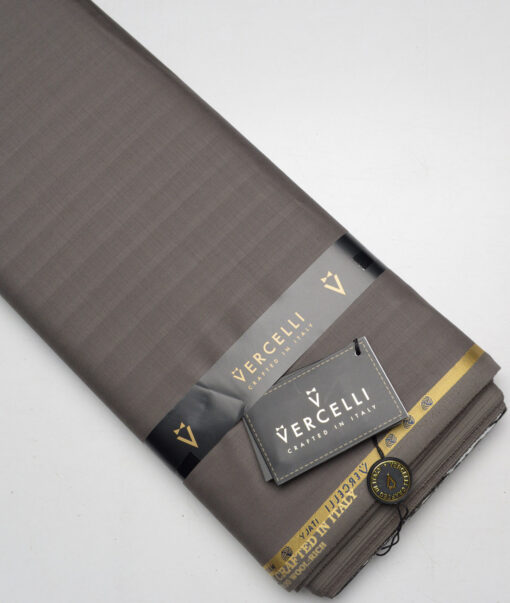 Vercelli Italy Super 130's Striped 70% Merino Wool Suiting Fabric (Soyabean Brown)