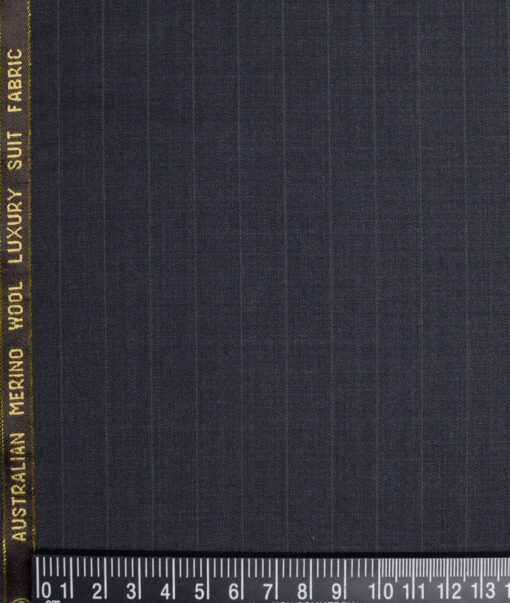 Vercelli Italy Super 150's Striped 50% Merino Wool Suiting Fabric (Dark Grey)