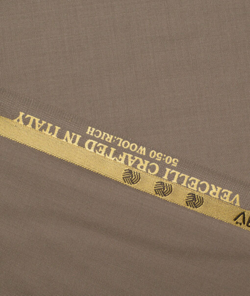 Vercelli Italy Super 160's Solids 50% Merino Wool Suiting Fabric (Mouse Brown)