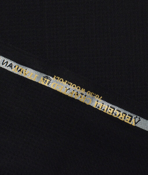 Vercelli Italy Super 140's Structured 70% Merino Wool Suiting Fabric (Black)