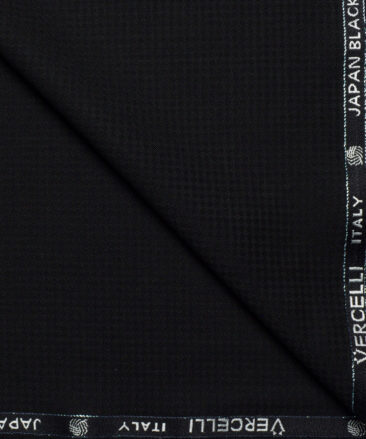 Vercelli Italy Super 140's Structured 70% Merino Wool Suiting Fabric (Black)