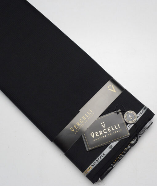 Vercelli Italy Super 140's Structured 70% Merino Wool Suiting Fabric (Black)