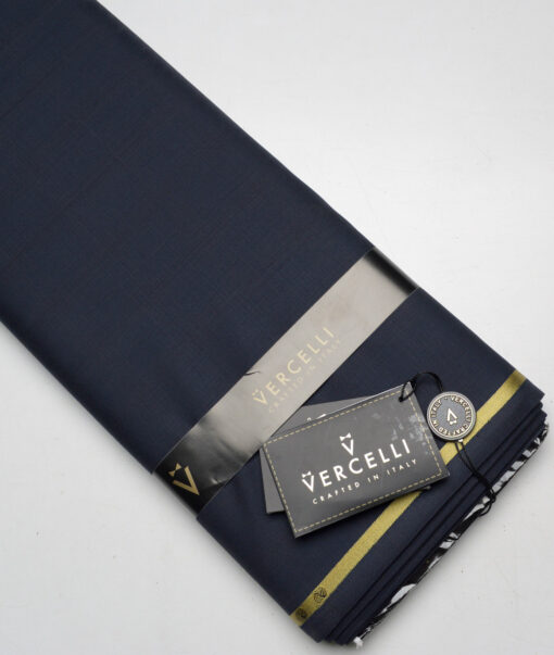 Vercelli Italy Super 150's Checks 70% Merino Wool Suiting Fabric (Dark Blue)