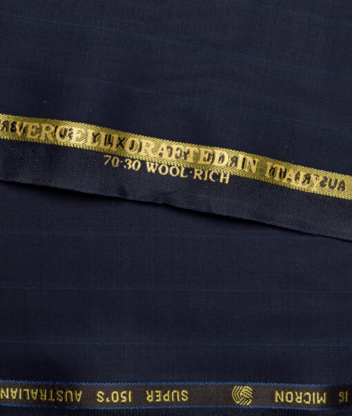 Vercelli Italy Super 150's Striped 70% Merino Wool Suiting Fabric (Dark Blue)