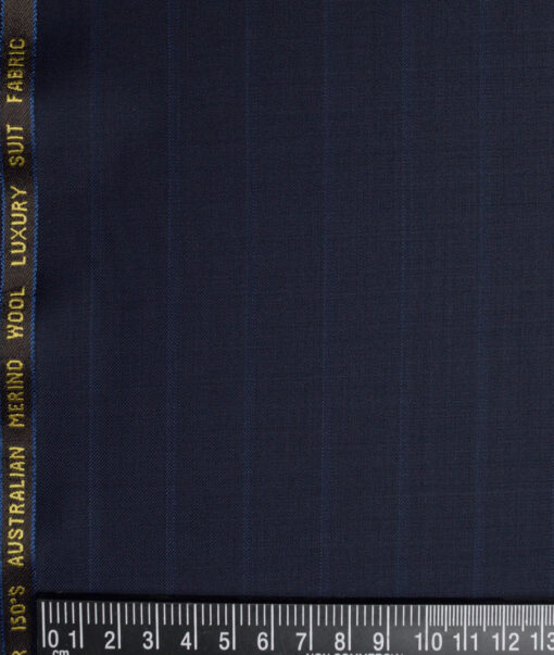 Vercelli Italy Super 150's Striped 70% Merino Wool Suiting Fabric (Dark Blue)