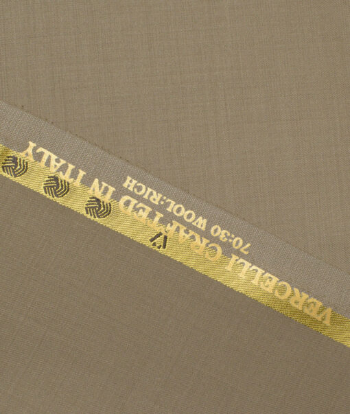 Vercelli Italy Super 150's Solids 70% Merino Wool Suiting Fabric (Khakhi Brown)